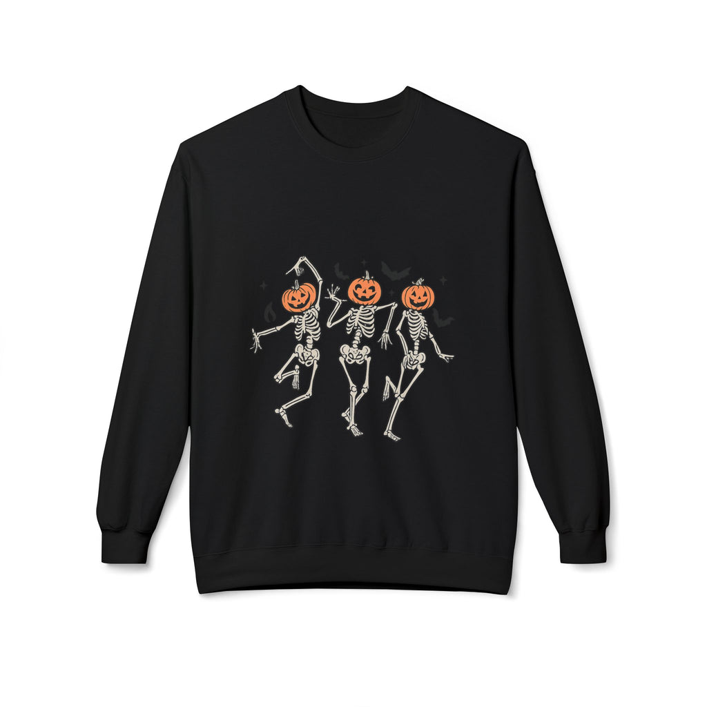 Halloween Skeleton Crewneck Sweatshirt, Unisex Spooky Apparel, Fall Fashion, Pumpkin Head Sweatshirt, Cozy Costume Top