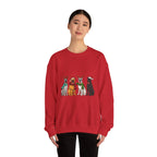 Christmas Dogs Crewneck Sweatshirt — Festive Reindeer & Santa Hat Puppies Holiday Sweatshirt