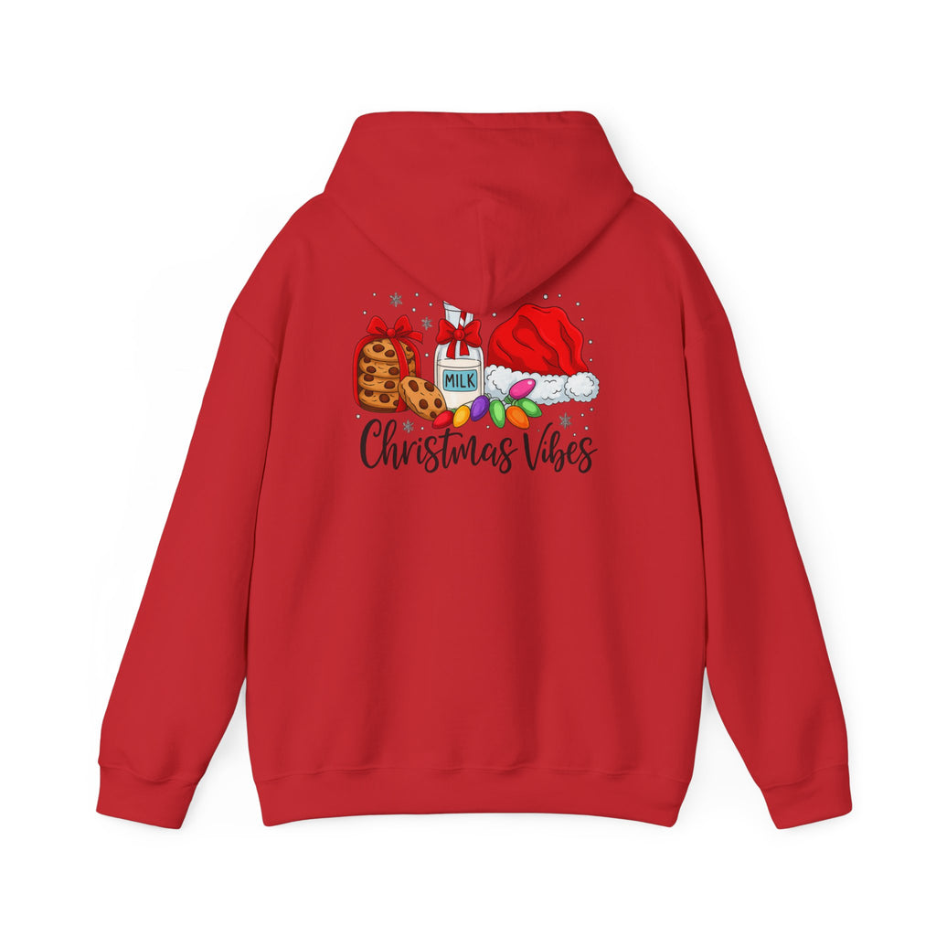 Christmas Vibes Hoodie — Santa Hat, Cookies & Milk Holiday Sweatshirt