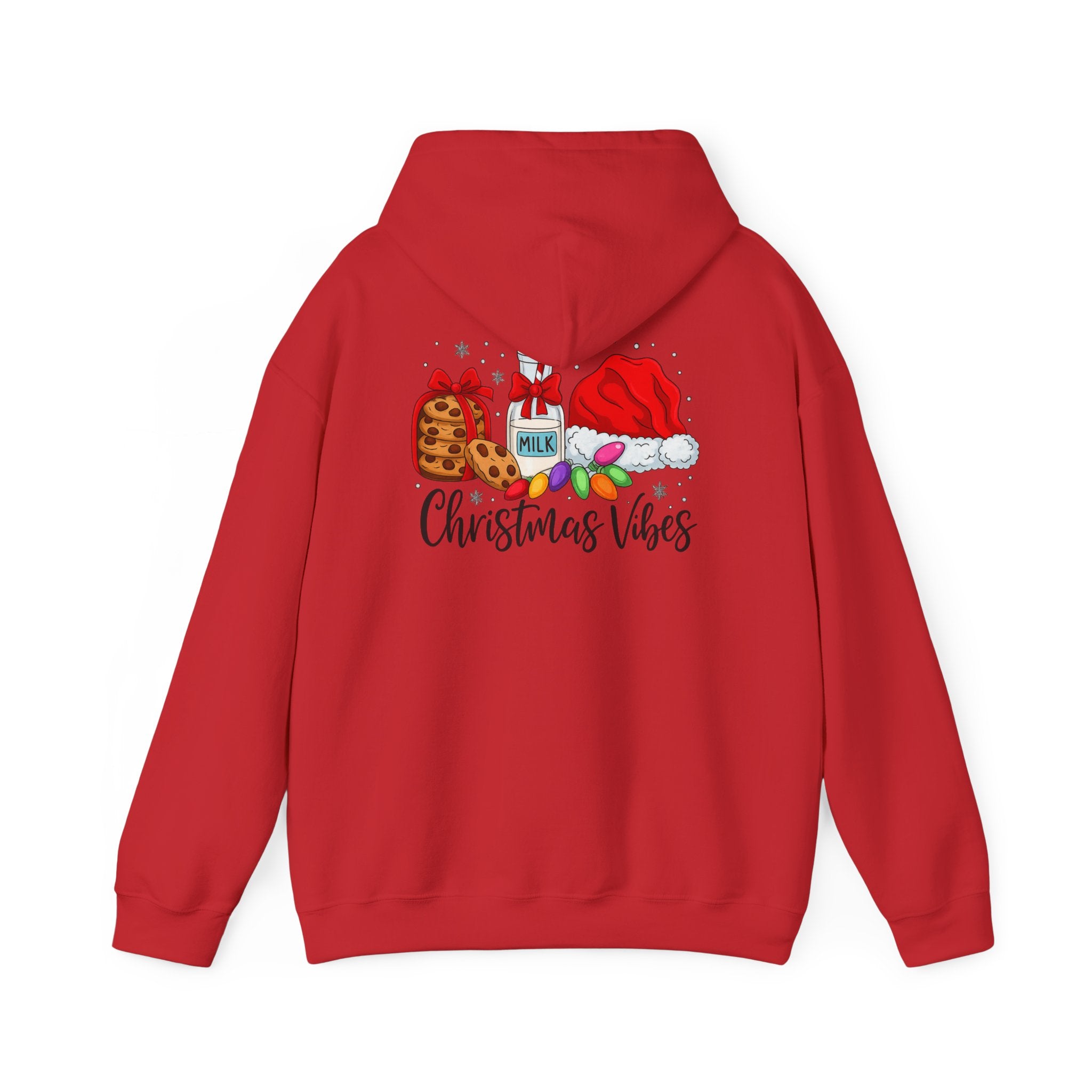 Christmas Vibes Hoodie — Santa Hat, Cookies & Milk Holiday Sweatshirt