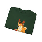Shiba Inu Reindeer Sweatshirt – Cute Dog with Holiday Cake Crewneck