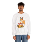 Shiba Inu Reindeer Sweatshirt – Cute Dog with Holiday Cake Crewneck