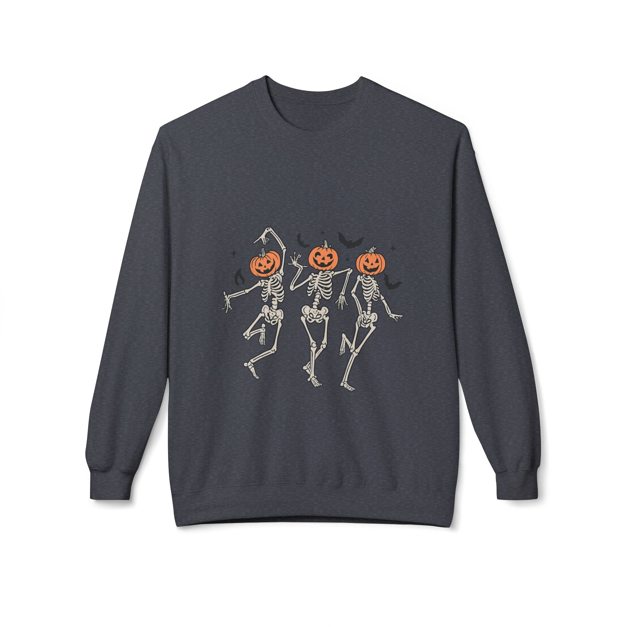 Halloween Skeleton Crewneck Sweatshirt, Unisex Spooky Apparel, Fall Fashion, Pumpkin Head Sweatshirt, Cozy Costume Top