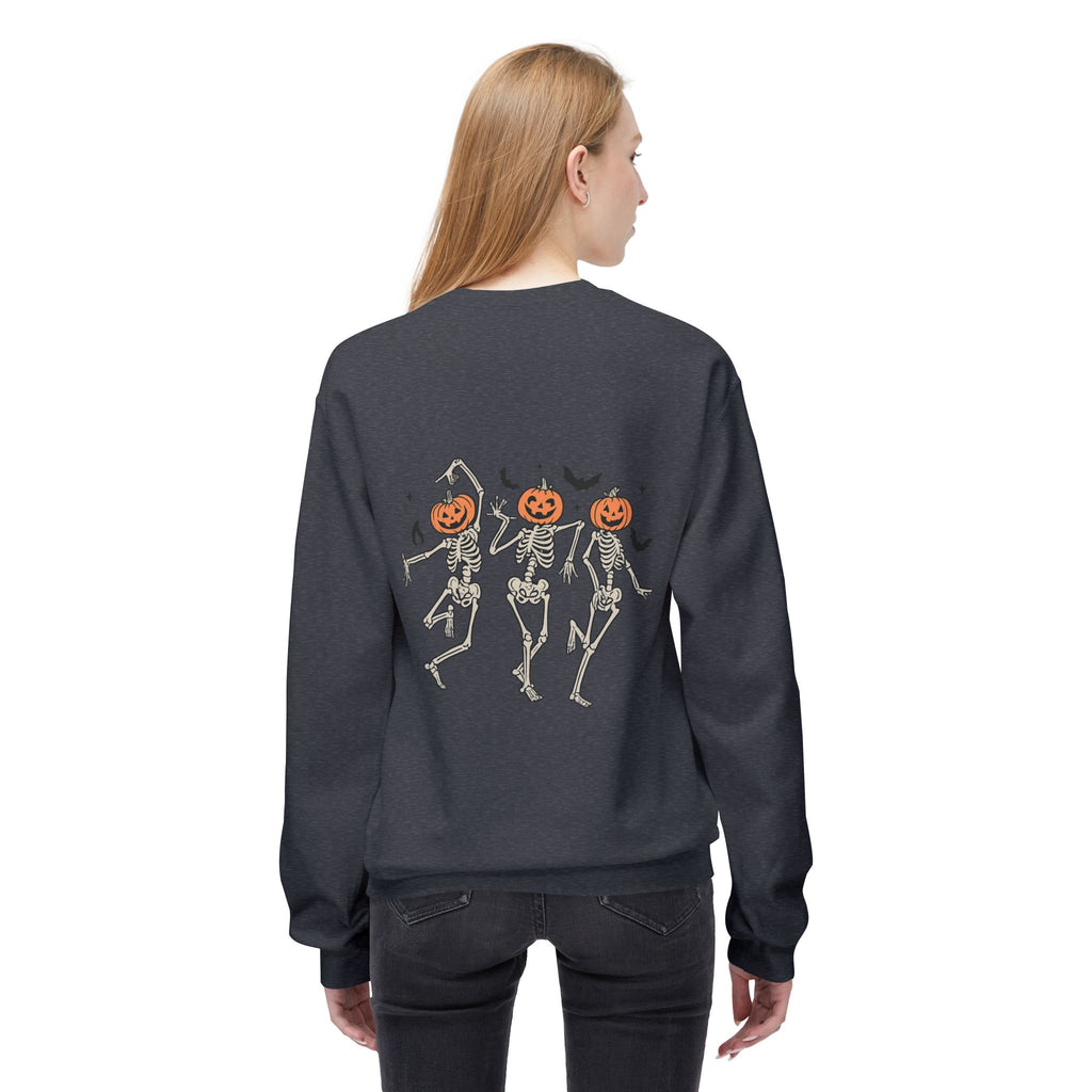 Halloween Skeleton Crewneck Sweatshirt, Unisex Spooky Apparel, Fall Fashion, Pumpkin Head Sweatshirt, Cozy Costume Top
