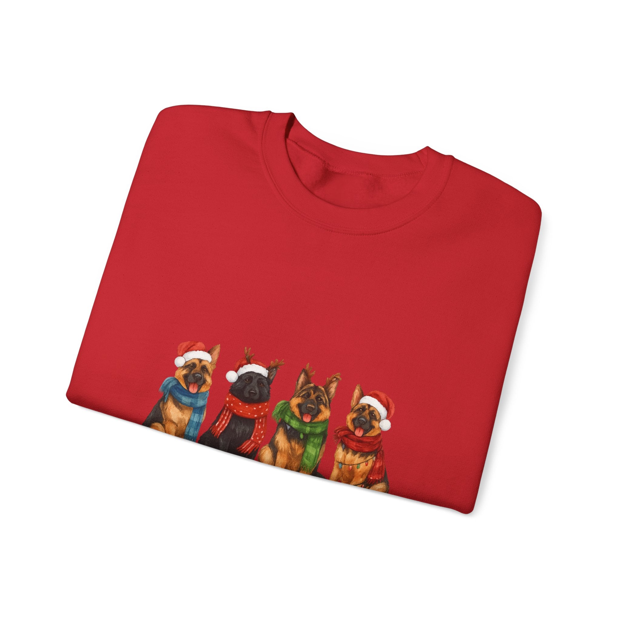 Christmas German Shepherd Sweatshirt – Holiday Dogs in Santa Hats Crewneck