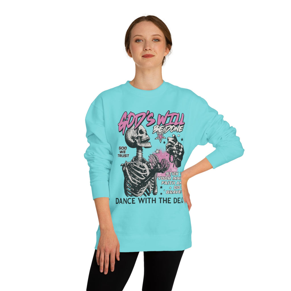 God's Will Sweatshirt, Unisex Crew Neck, Dance with the Dead, Halloween Apparel, Spooky Season Style, Casual Streetwear