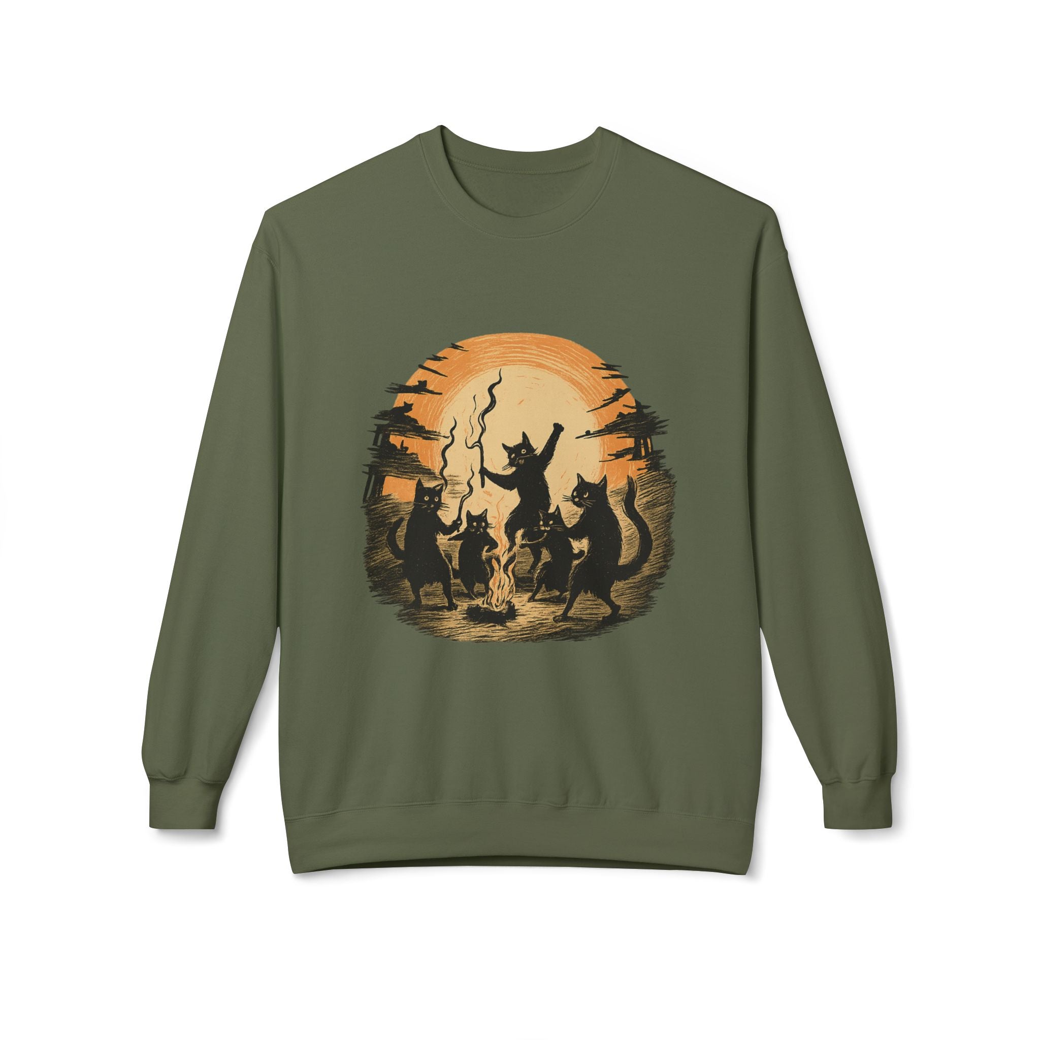 Mystical Animal Gathering Sweatshirt, Cozy Crewneck, Unisex Fleece, Halloween Apparel, Gift for Nature Lovers, Outdoor Adventure