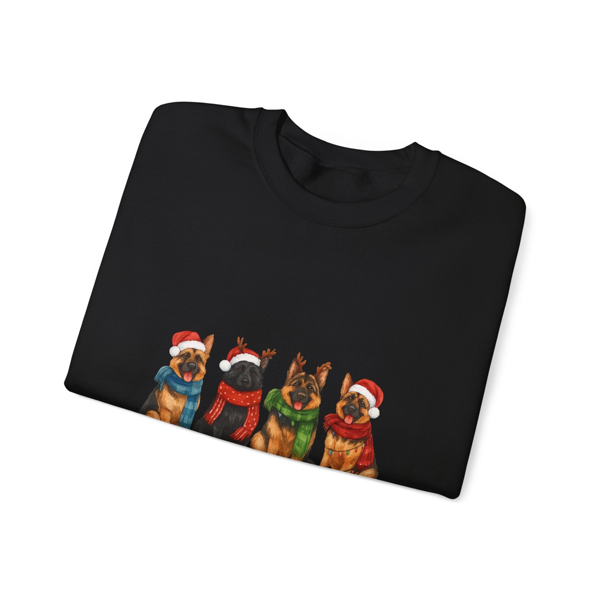 Christmas German Shepherd Sweatshirt – Holiday Dogs in Santa Hats Crewneck