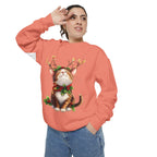 Christmas Cat Sweatshirt — Festive Antler Kitty Holiday Sweater