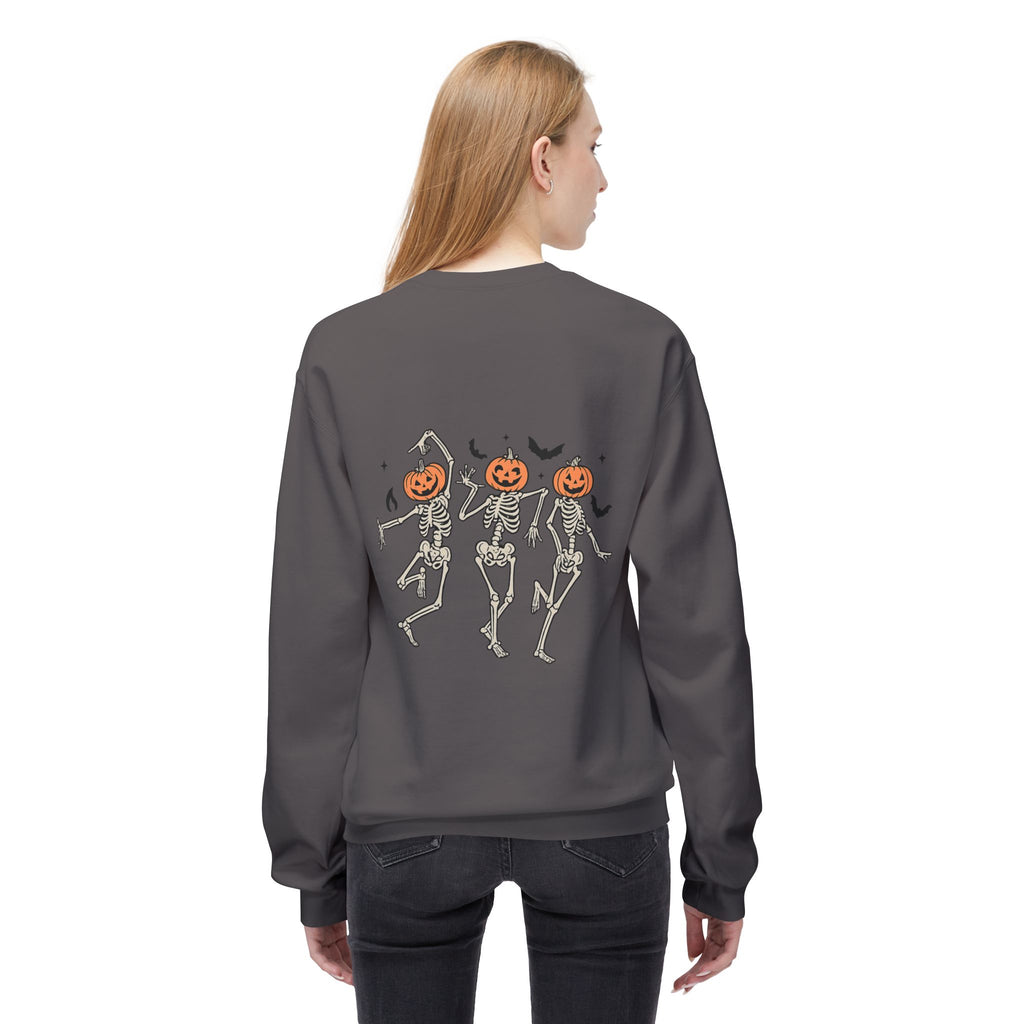 Halloween Skeleton Crewneck Sweatshirt, Unisex Spooky Apparel, Fall Fashion, Pumpkin Head Sweatshirt, Cozy Costume Top