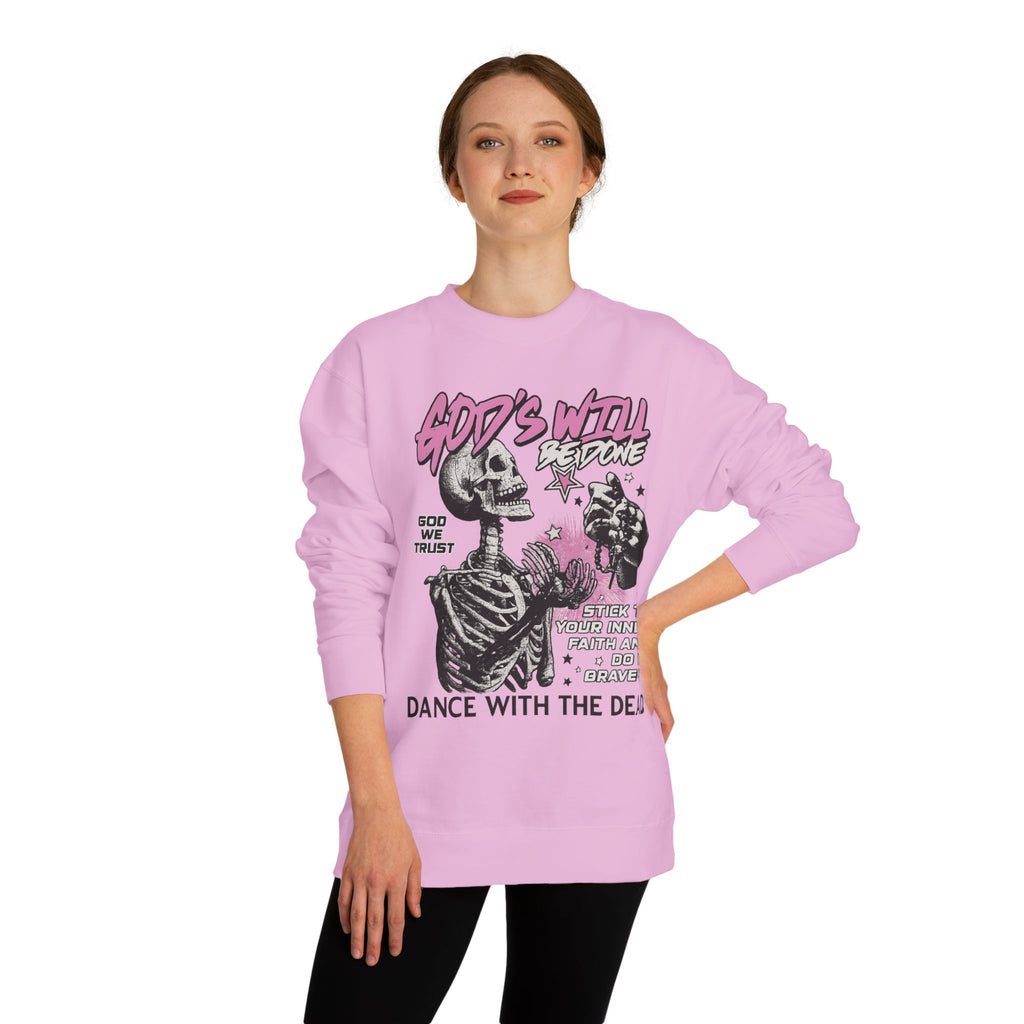 God's Will Sweatshirt, Unisex Crew Neck, Dance with the Dead, Halloween Apparel, Spooky Season Style, Casual Streetwear
