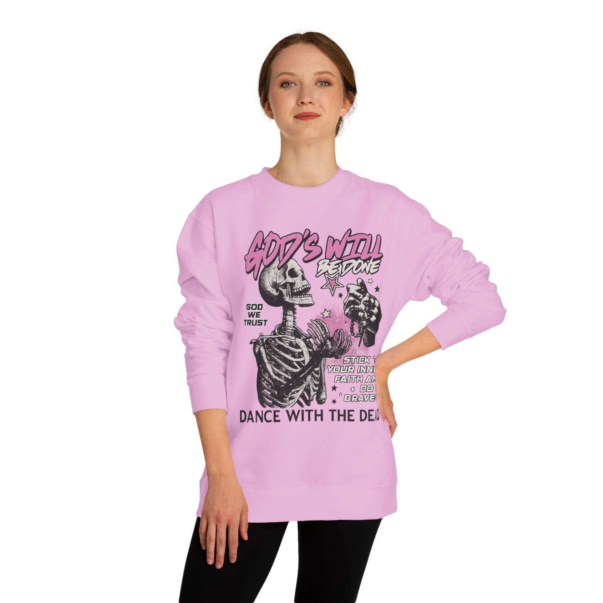God's Will Sweatshirt, Unisex Crew Neck, Dance with the Dead, Halloween Apparel, Spooky Season Style, Casual Streetwear
