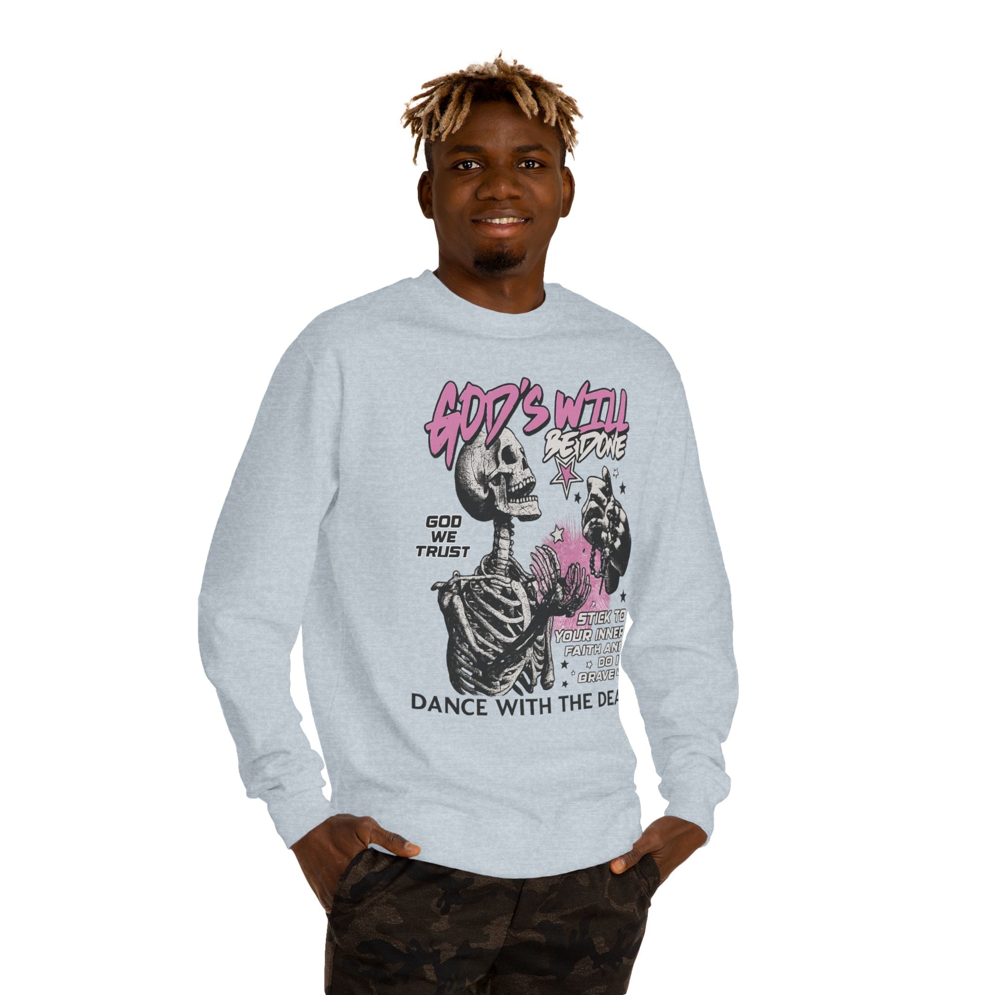 God's Will Sweatshirt, Unisex Crew Neck, Dance with the Dead, Halloween Apparel, Spooky Season Style, Casual Streetwear