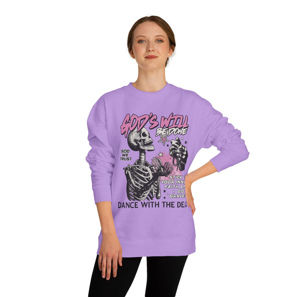 God's Will Sweatshirt, Unisex Crew Neck, Dance with the Dead, Halloween Apparel, Spooky Season Style, Casual Streetwear