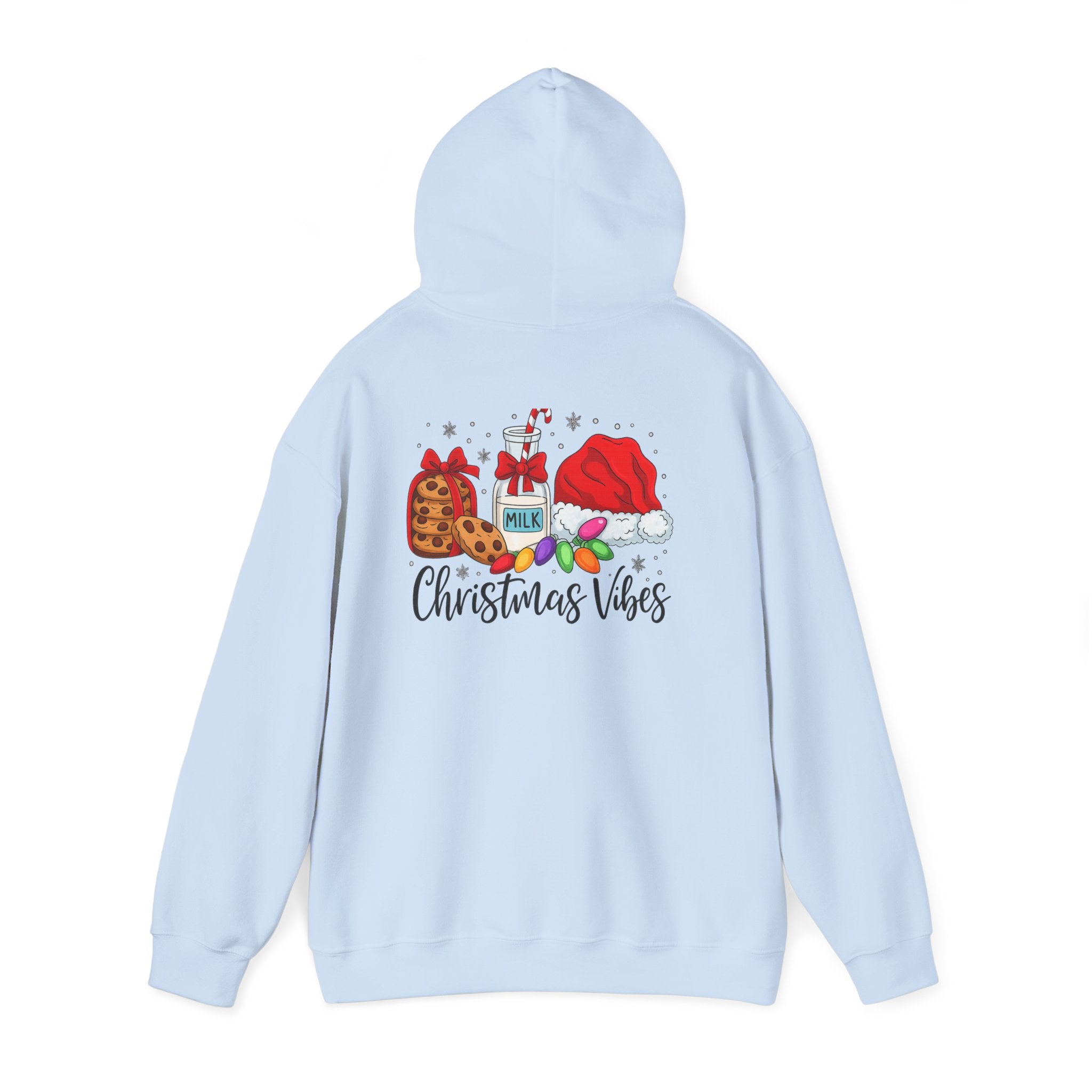 Christmas Vibes Hoodie — Santa Hat, Cookies & Milk Holiday Sweatshirt