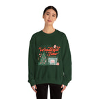 Holiday Sweatshirt — "It's the Most Wonderful Time" Christmas Tree & Fireplace Crewneck