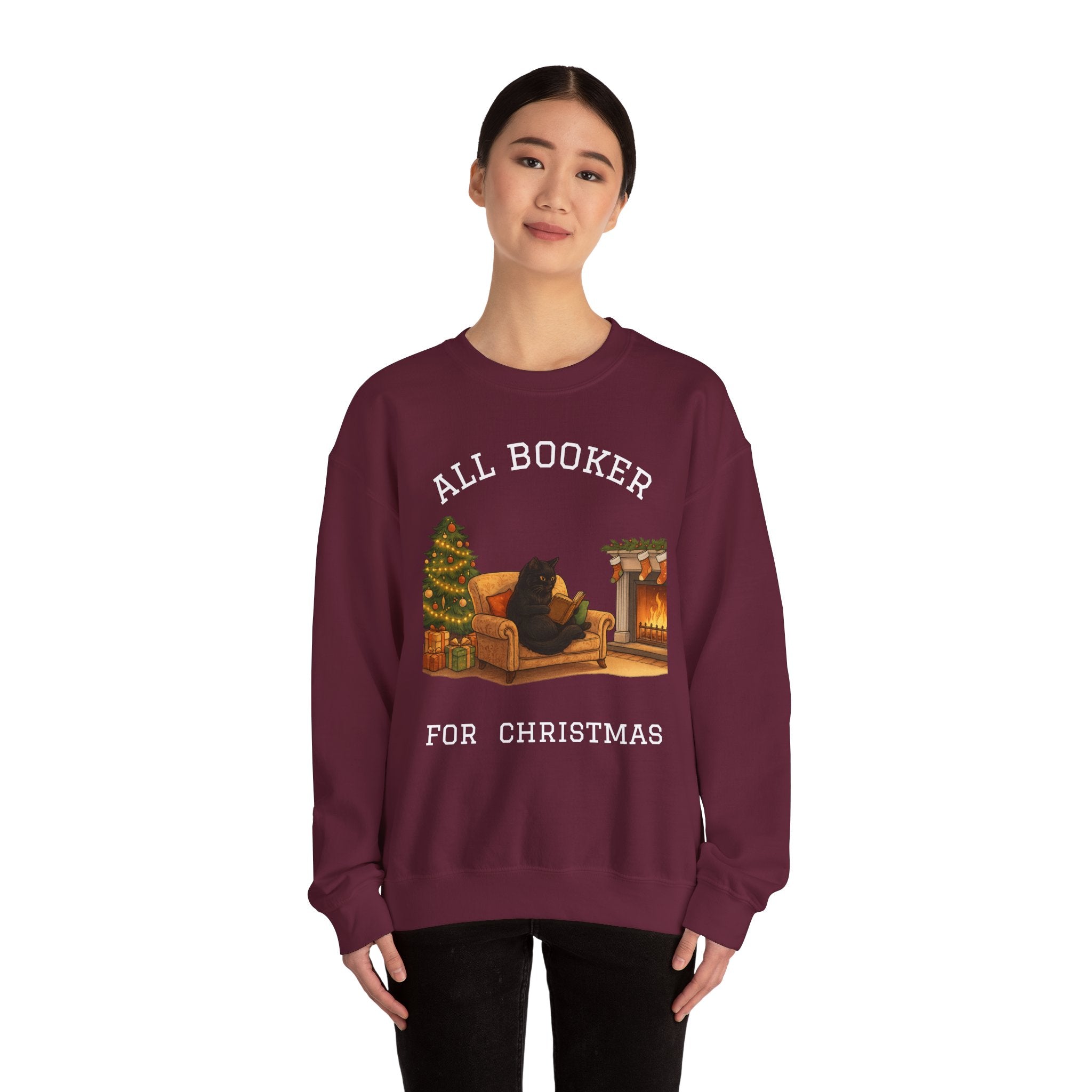 Sweatshirt — "All Booker For Christmas" Cozy Reading Christmas Crewneck