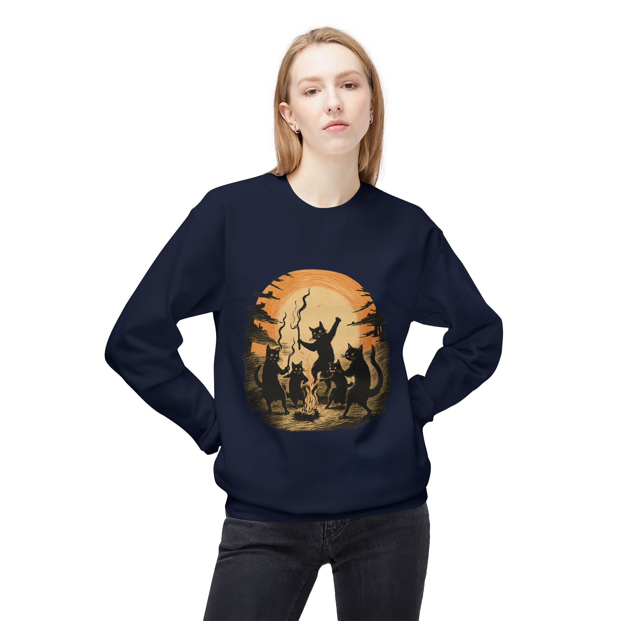Mystical Animal Gathering Sweatshirt, Cozy Crewneck, Unisex Fleece, Halloween Apparel, Gift for Nature Lovers, Outdoor Adventure