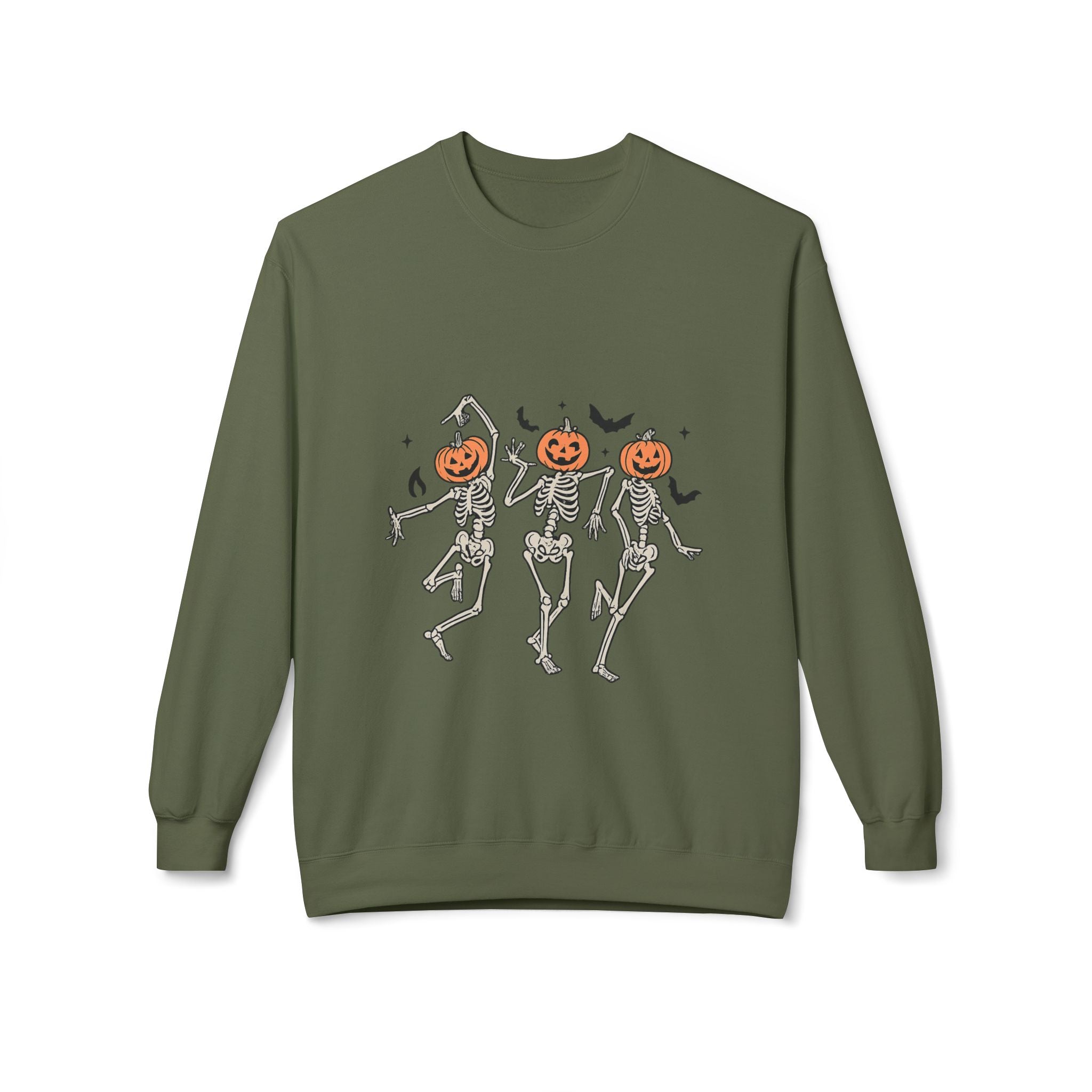 Halloween Skeleton Crewneck Sweatshirt, Unisex Spooky Apparel, Fall Fashion, Pumpkin Head Sweatshirt, Cozy Costume Top