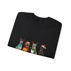 Christmas Dogs Crewneck Sweatshirt — Festive Reindeer & Santa Hat Puppies Holiday Sweatshirt