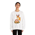 Shiba Inu Reindeer Sweatshirt – Cute Dog with Holiday Cake Crewneck