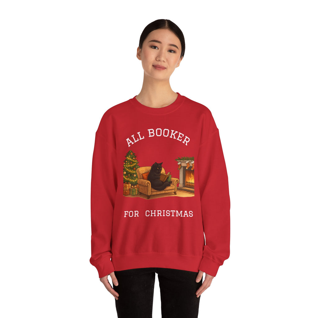 Sweatshirt — "All Booker For Christmas" Cozy Reading Christmas Crewneck