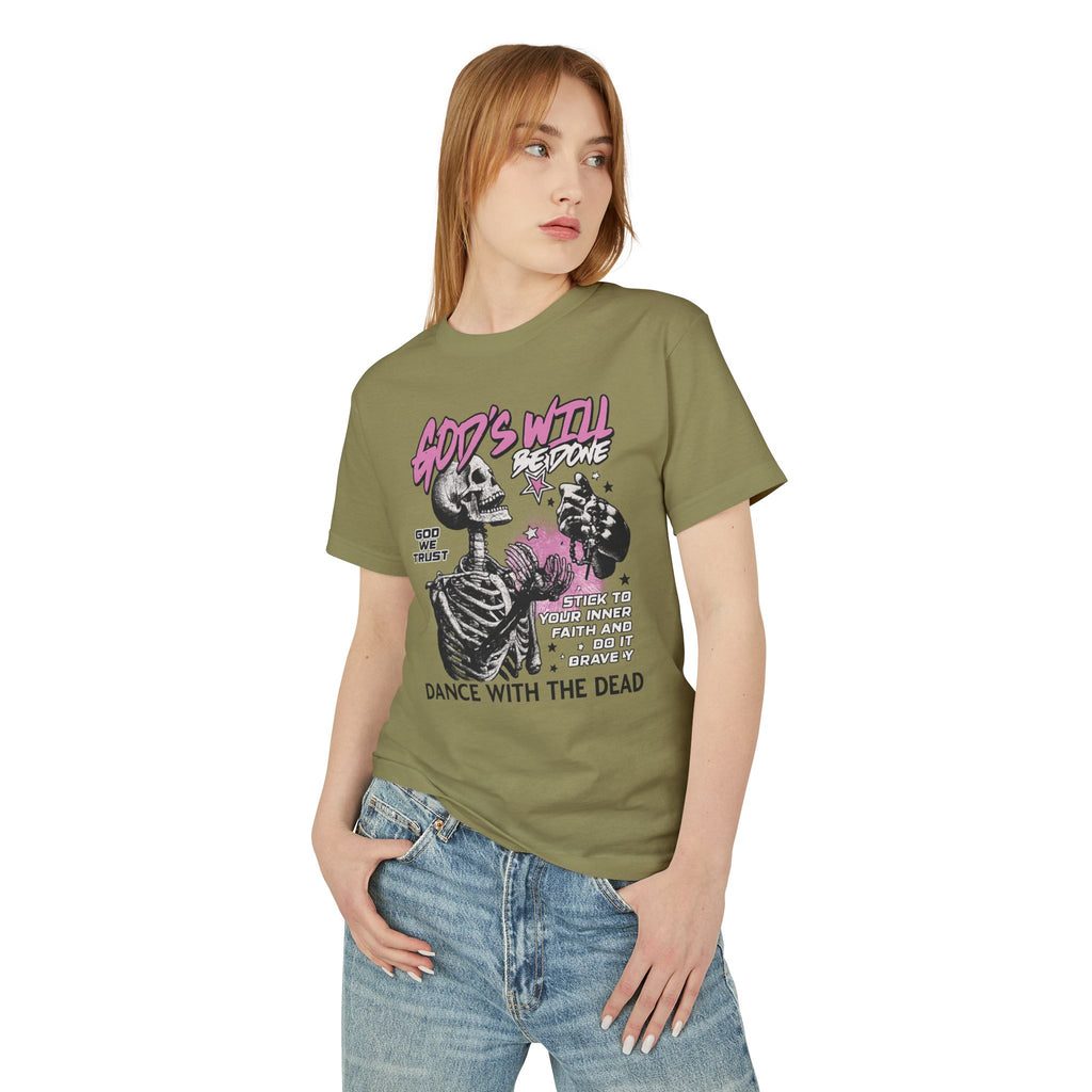 Unisex Heavyweight Cotton Tee - "God's Will Be Done" Graphic Tee, Casual Streetwear, Gift for Him/Her, Halloween, Music Festivals