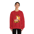 Shiba Inu Reindeer Sweatshirt – Cute Dog with Holiday Cake Crewneck
