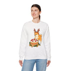 Shiba Inu Reindeer Sweatshirt – Cute Dog with Holiday Cake Crewneck