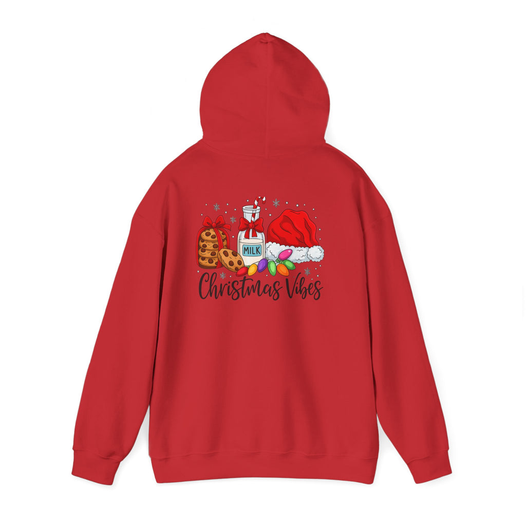 Christmas Vibes Hoodie — Santa Hat, Cookies & Milk Holiday Sweatshirt