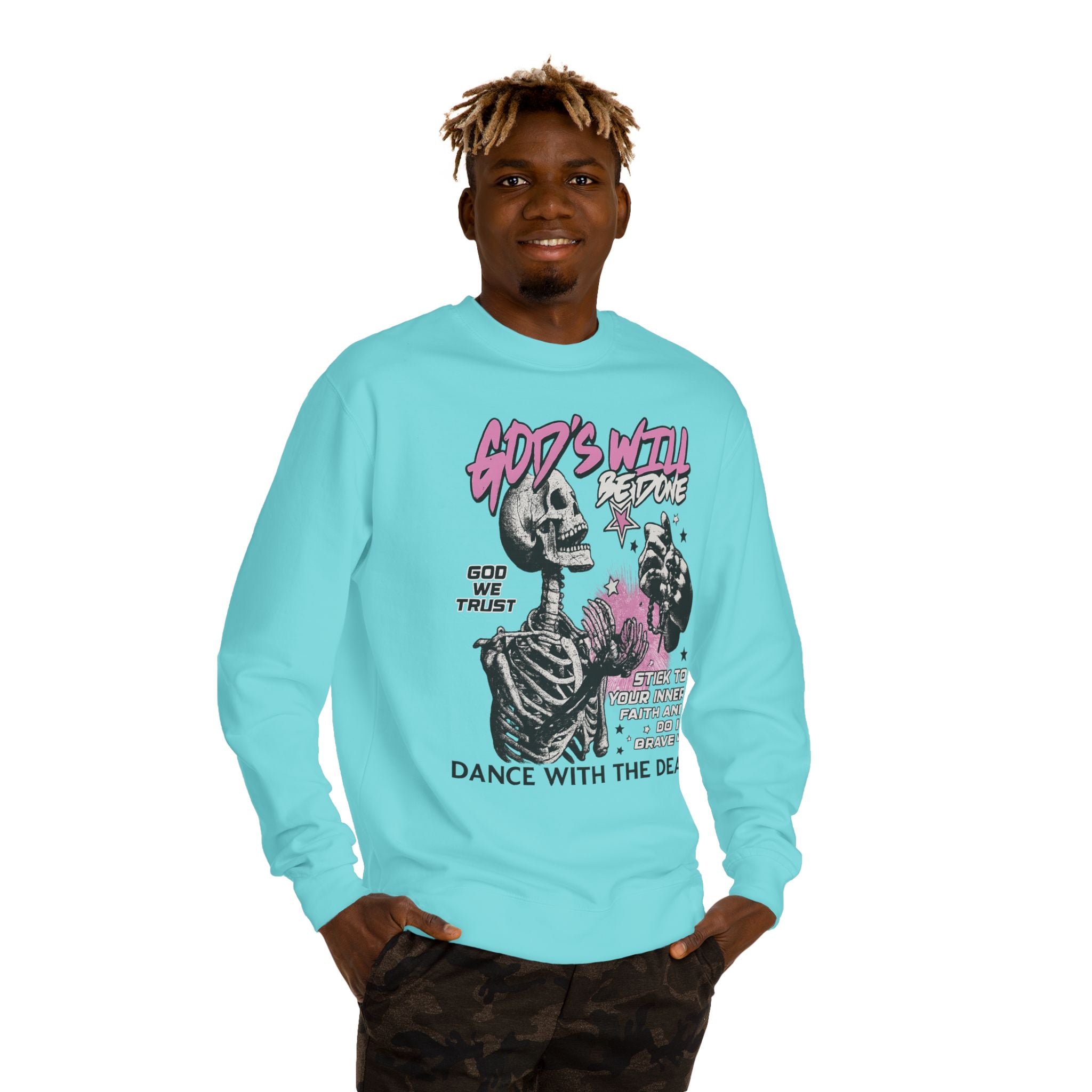 God's Will Sweatshirt, Unisex Crew Neck, Dance with the Dead, Halloween Apparel, Spooky Season Style, Casual Streetwear