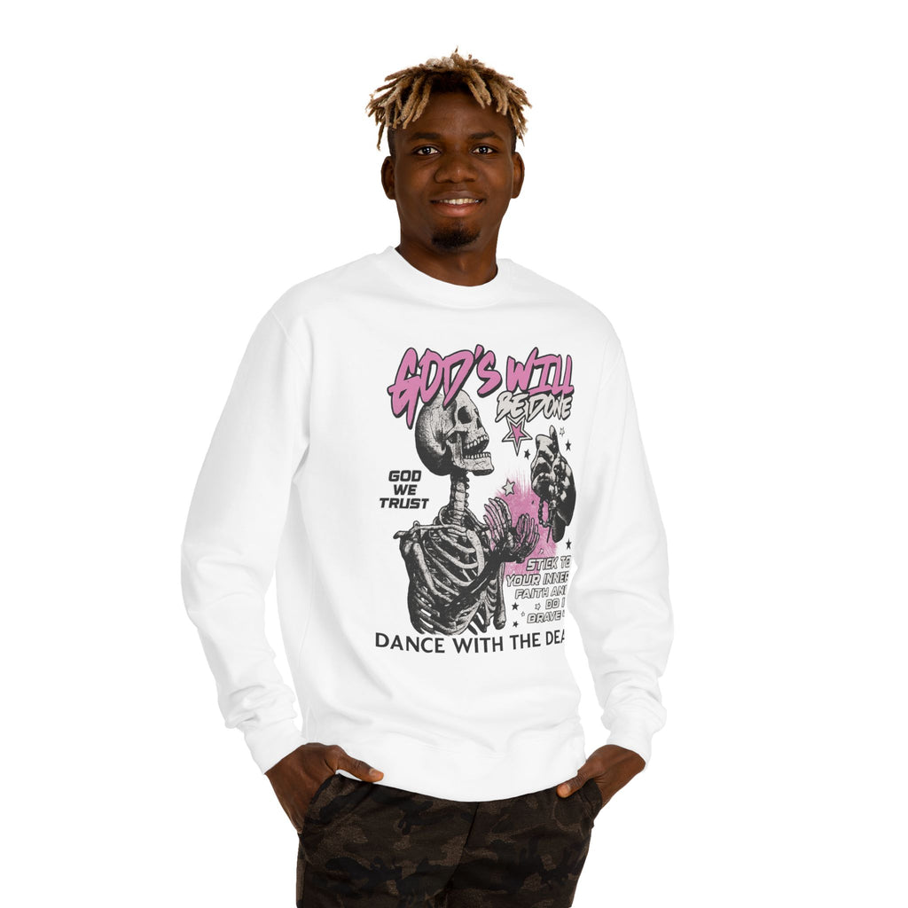 God's Will Sweatshirt, Unisex Crew Neck, Dance with the Dead, Halloween Apparel, Spooky Season Style, Casual Streetwear