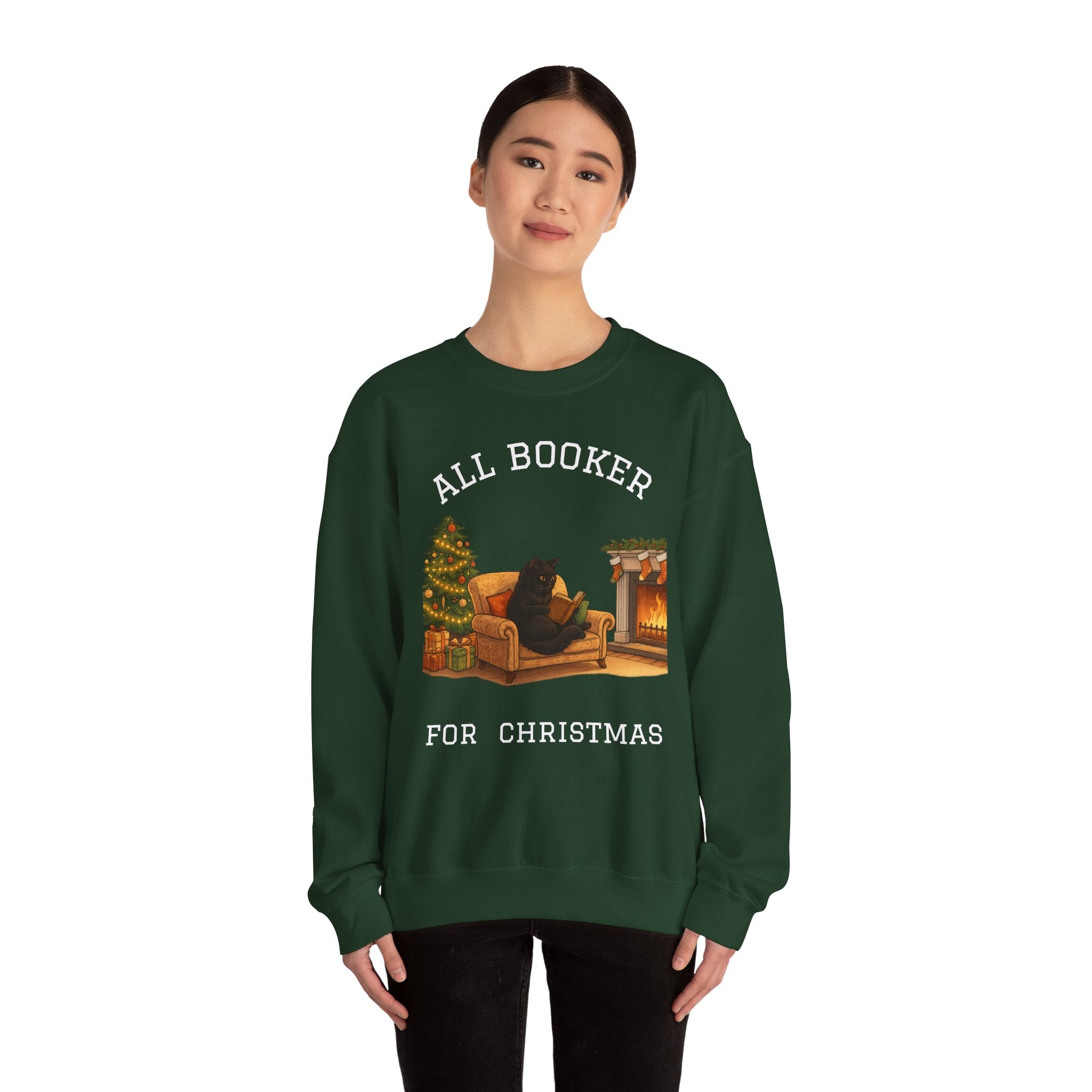 Sweatshirt — "All Booker For Christmas" Cozy Reading Christmas Crewneck