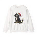 Holiday Labradoodle Sweatshirt – Cute Dog with Santa Hat & Fairy Lights