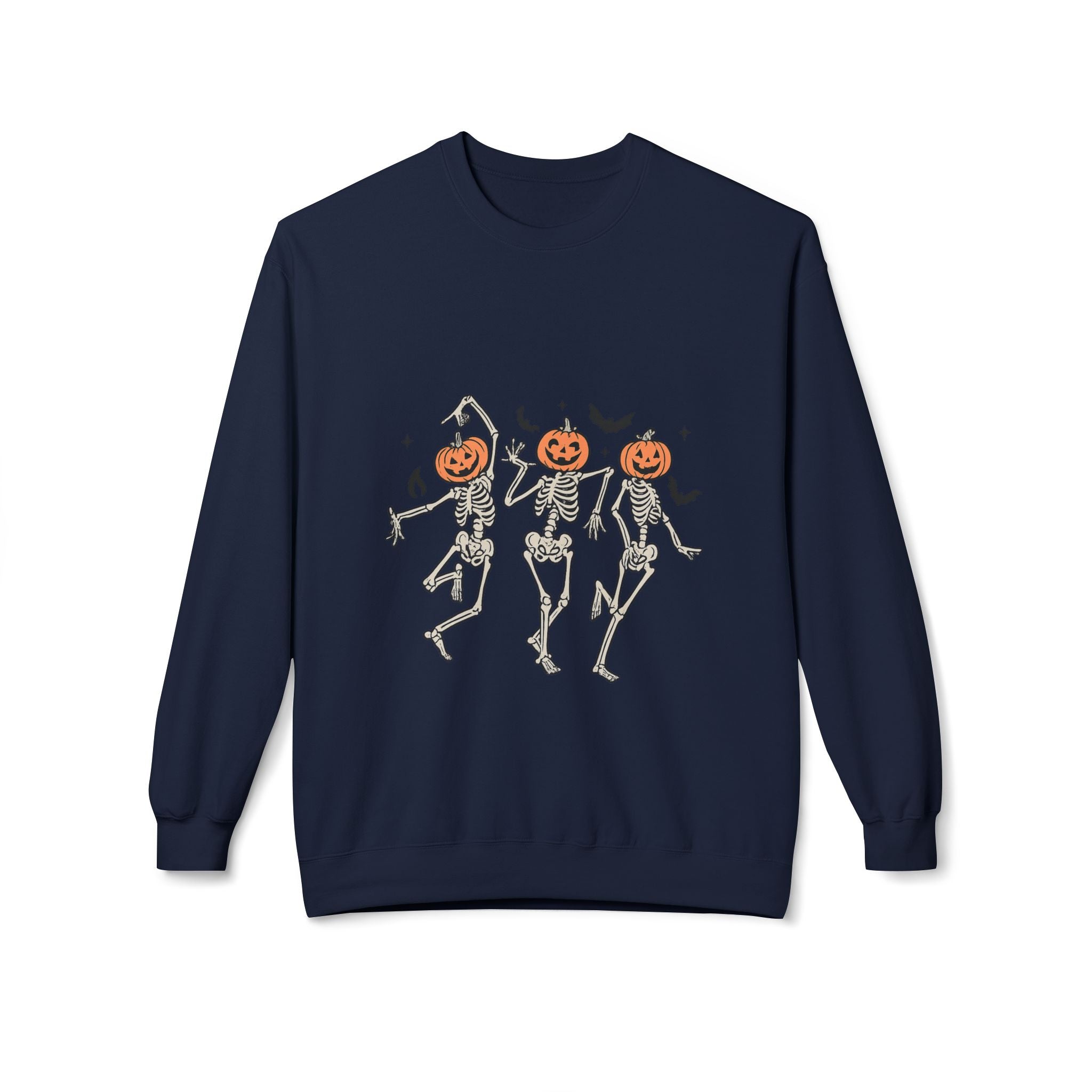 Halloween Skeleton Crewneck Sweatshirt, Unisex Spooky Apparel, Fall Fashion, Pumpkin Head Sweatshirt, Cozy Costume Top