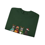 Christmas Dogs Crewneck Sweatshirt — Festive Reindeer & Santa Hat Puppies Holiday Sweatshirt