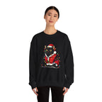 Holiday Black Cat Sweatshirt — Cute Santa Kitten in Christmas Lights