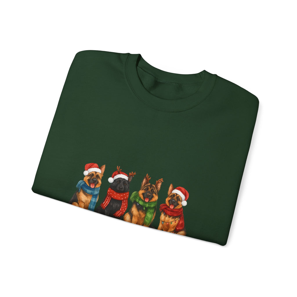 Christmas German Shepherd Sweatshirt – Holiday Dogs in Santa Hats Crewneck