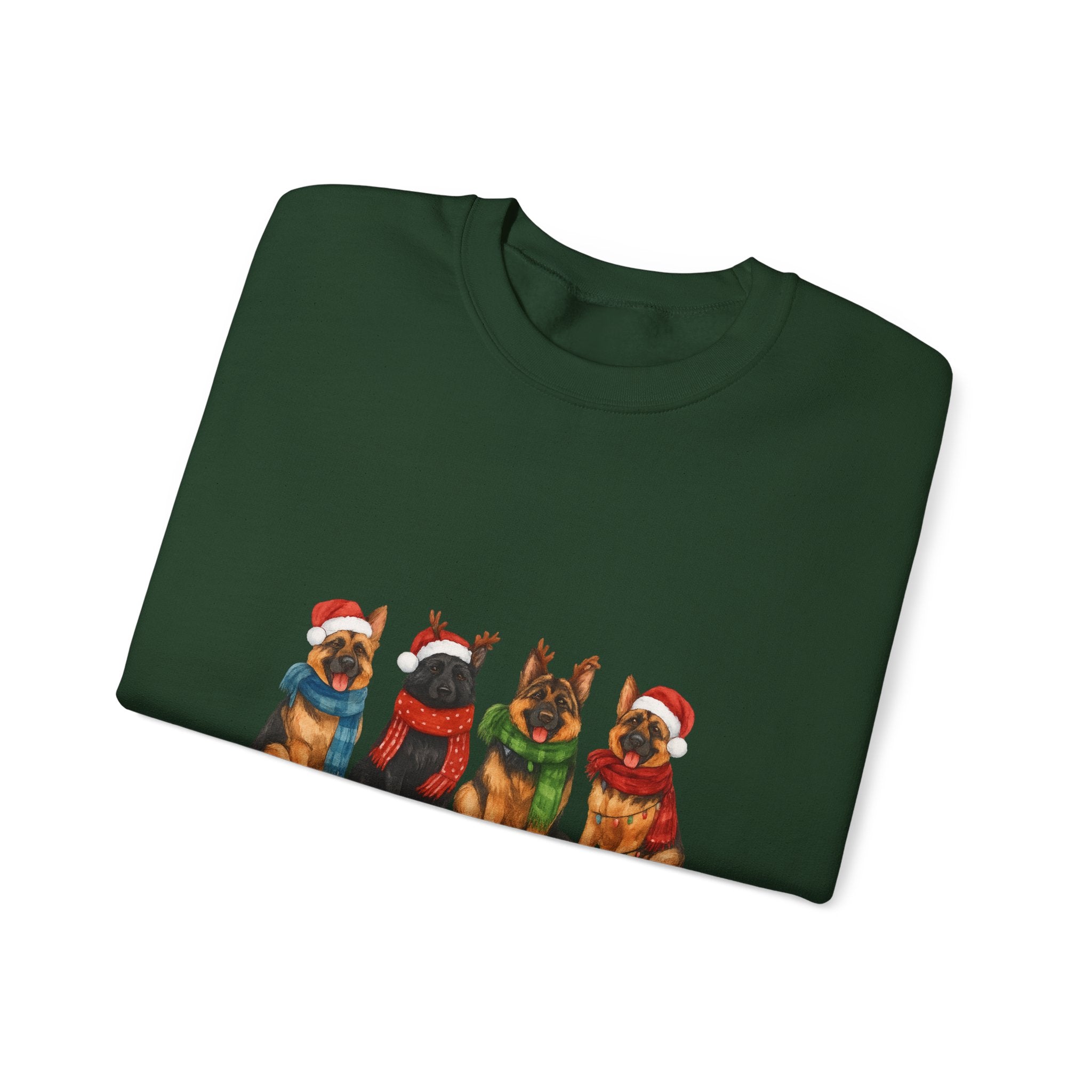 Christmas German Shepherd Sweatshirt – Holiday Dogs in Santa Hats Crewneck