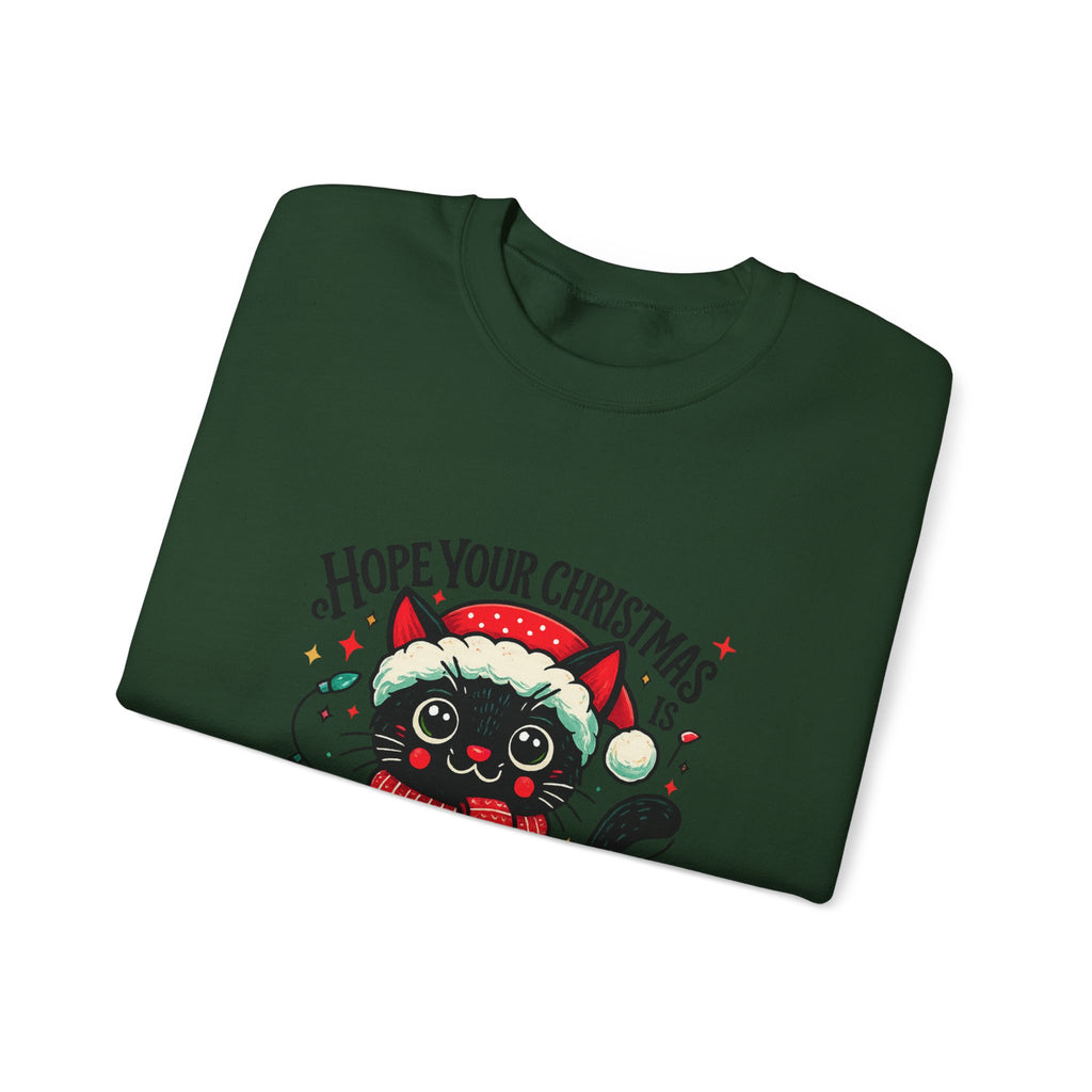 Christmas Cat Sweatshirt — "Meows & Bright" Holiday Crewneck