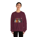 Christmas Dogs Crewneck Sweatshirt — Festive Reindeer & Santa Hat Puppies Holiday Sweatshirt