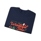 Holiday Sweatshirt — "It's the Most Wonderful Time" Christmas Tree & Fireplace Crewneck
