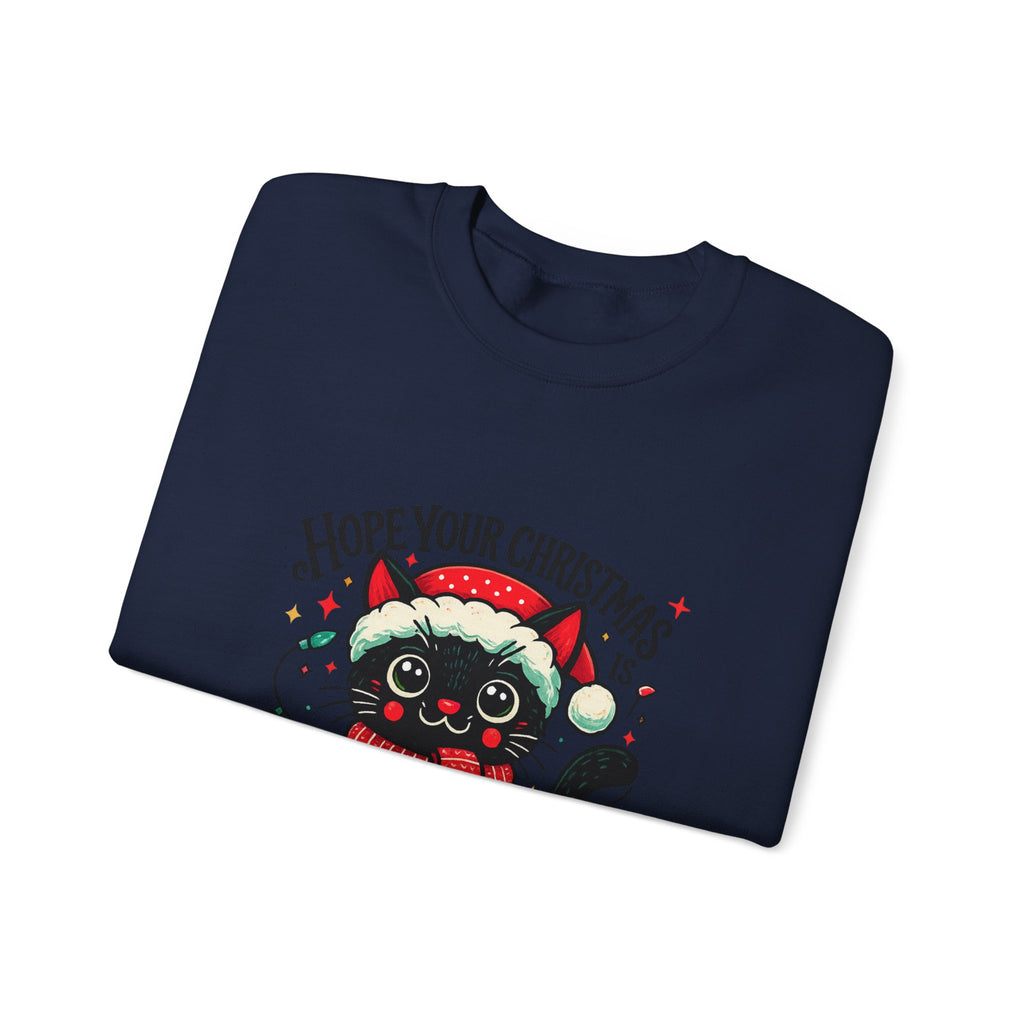 Christmas Cat Sweatshirt — "Meows & Bright" Holiday Crewneck