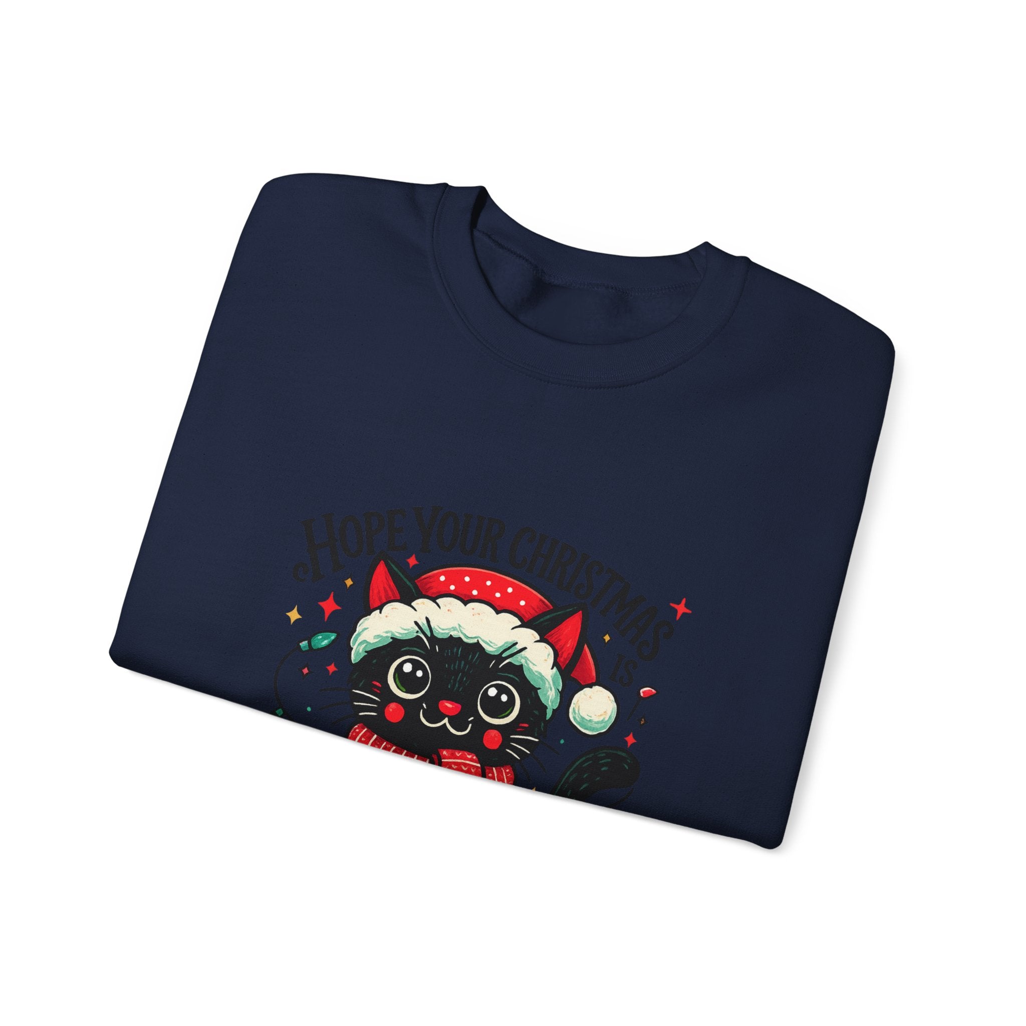 Christmas Cat Sweatshirt — "Meows & Bright" Holiday Crewneck
