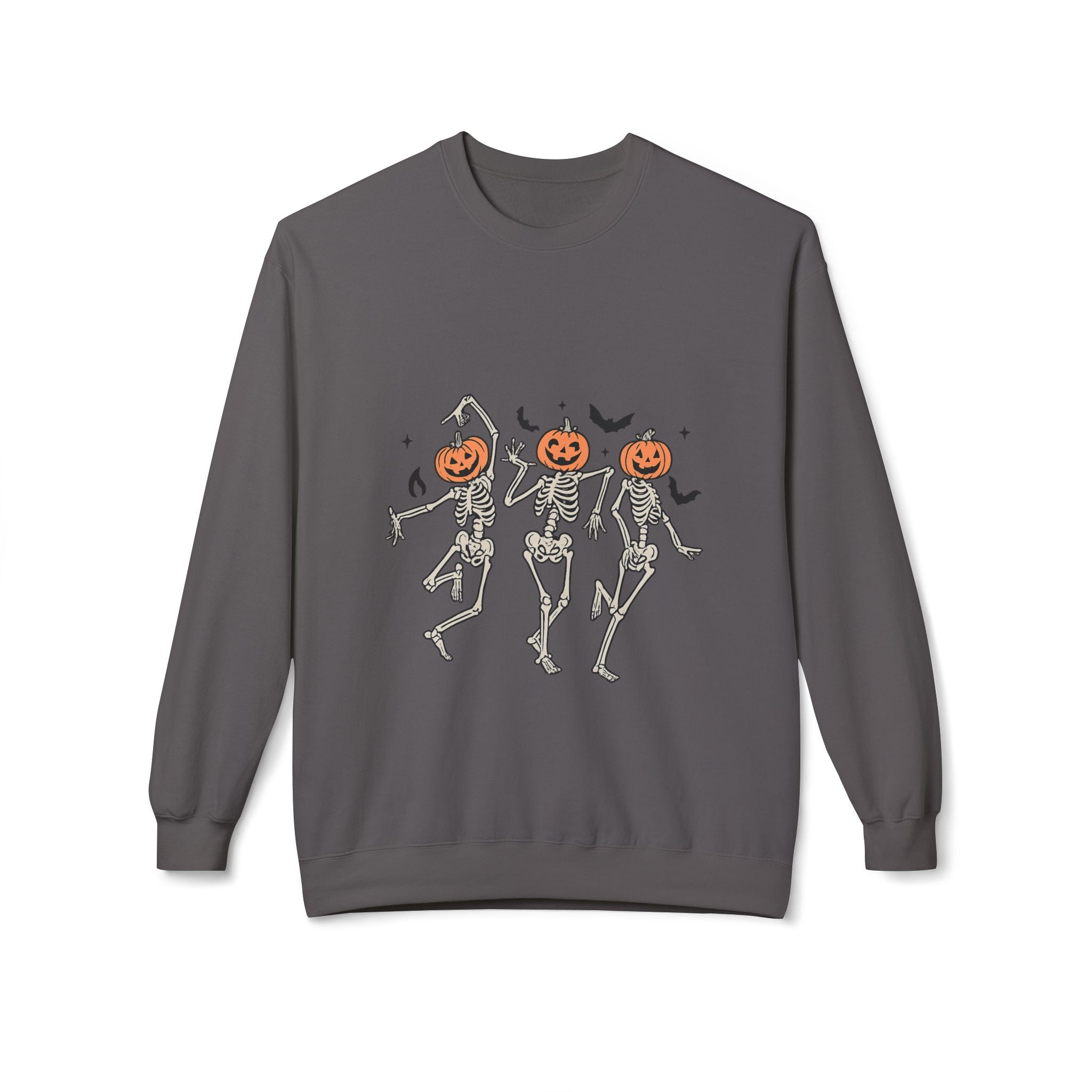 Halloween Skeleton Crewneck Sweatshirt, Unisex Spooky Apparel, Fall Fashion, Pumpkin Head Sweatshirt, Cozy Costume Top