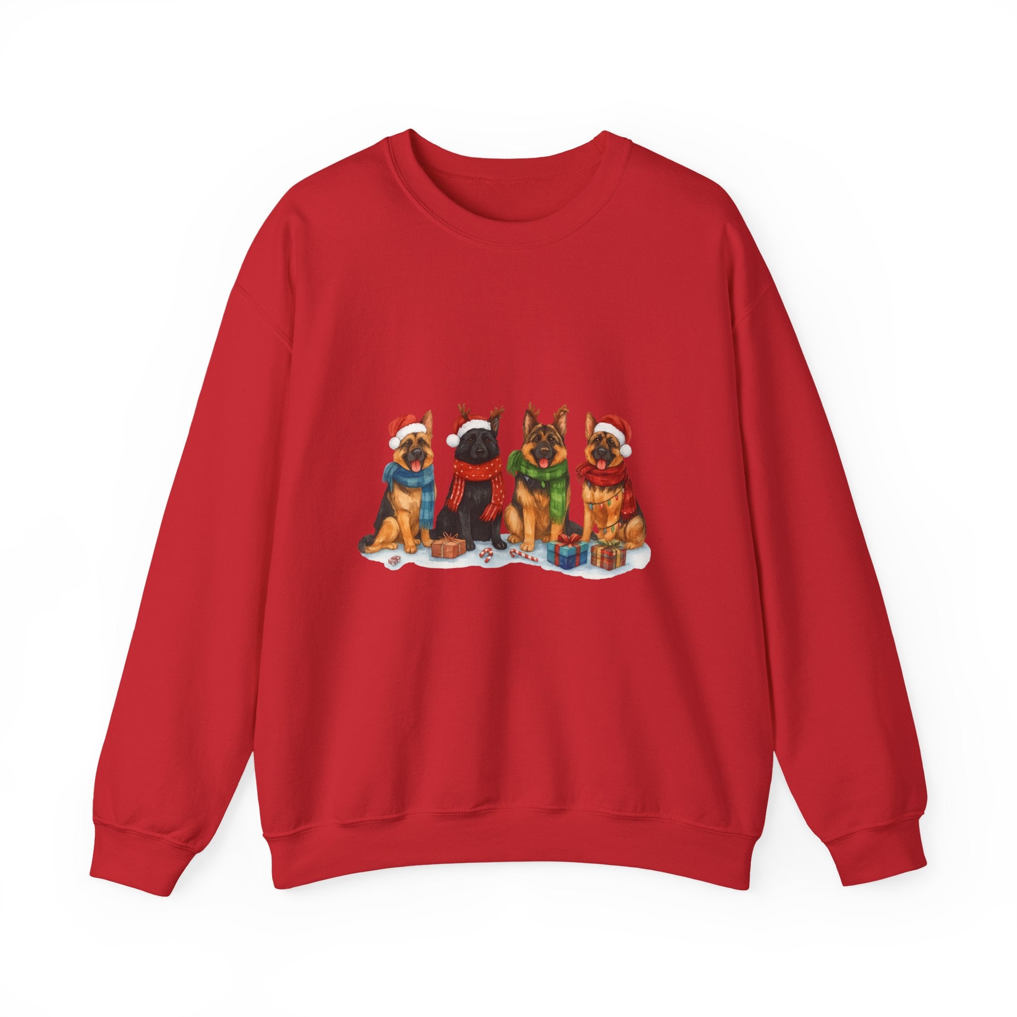 Christmas German Shepherd Sweatshirt – Holiday Dogs in Santa Hats Crewneck