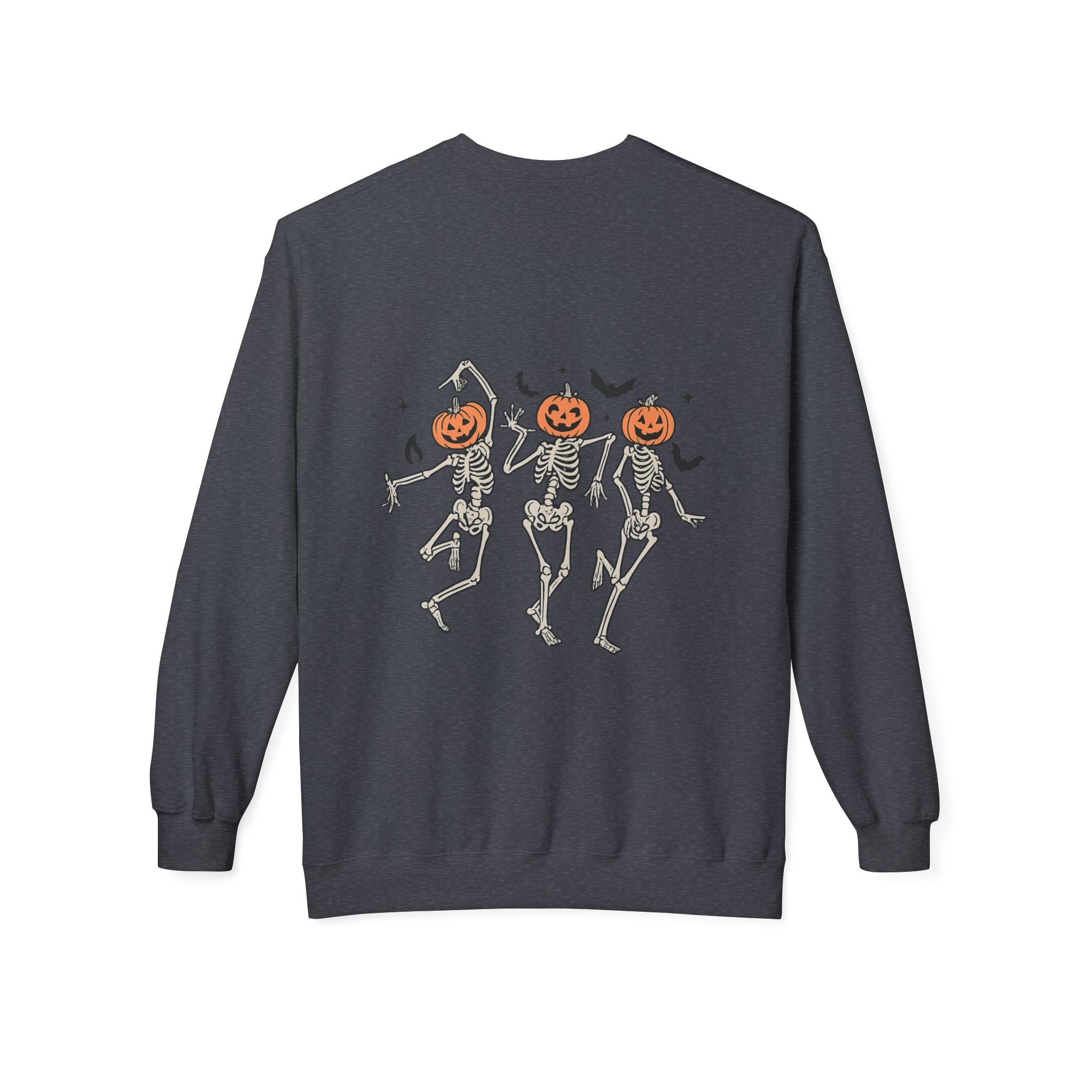 Halloween Skeleton Crewneck Sweatshirt, Unisex Spooky Apparel, Fall Fashion, Pumpkin Head Sweatshirt, Cozy Costume Top