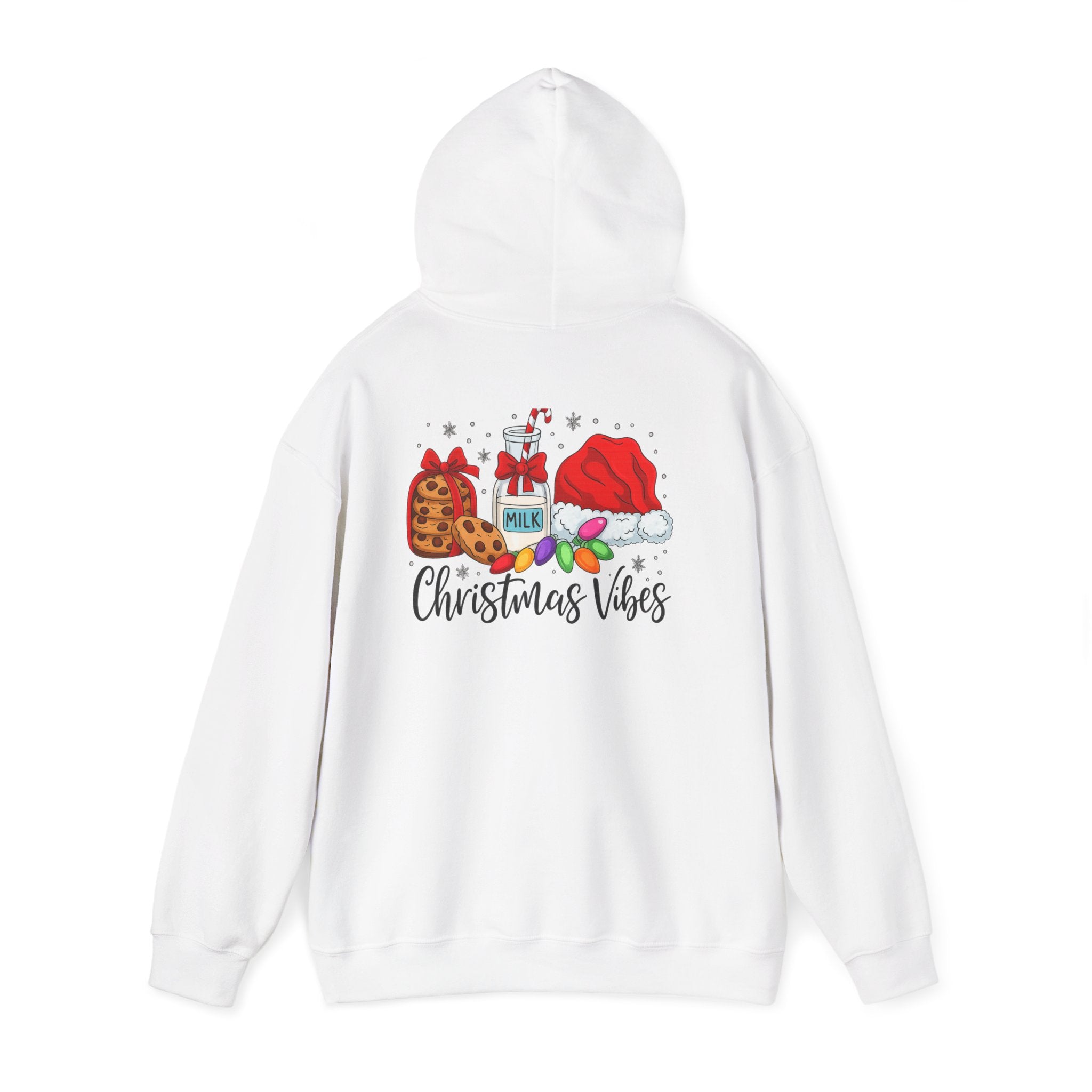 Christmas Vibes Hoodie — Santa Hat, Cookies & Milk Holiday Sweatshirt
