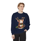 Christmas Cat Sweatshirt — Festive Antler Kitty Holiday Sweater