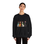 Christmas Dogs Crewneck Sweatshirt — Festive Reindeer & Santa Hat Puppies Holiday Sweatshirt